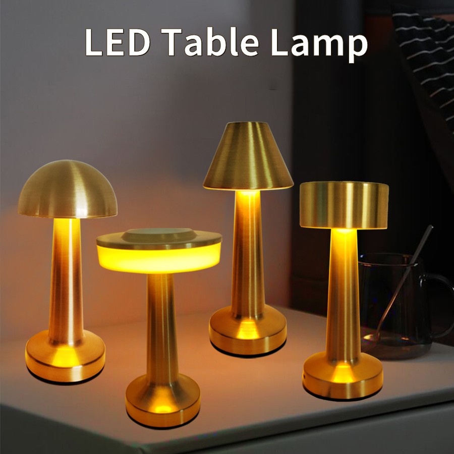 Lámpara de mesa LED retro: luz de escritorio recargable y regulable al tacto para restaurantes, cafeterías y decoración del hogar.