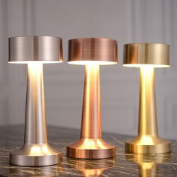 Lámpara de escritorio LED inalámbrica: control táctil, recargable, estilo modernista Art Déco, con 3 temperaturas de color y brillo ajustable.