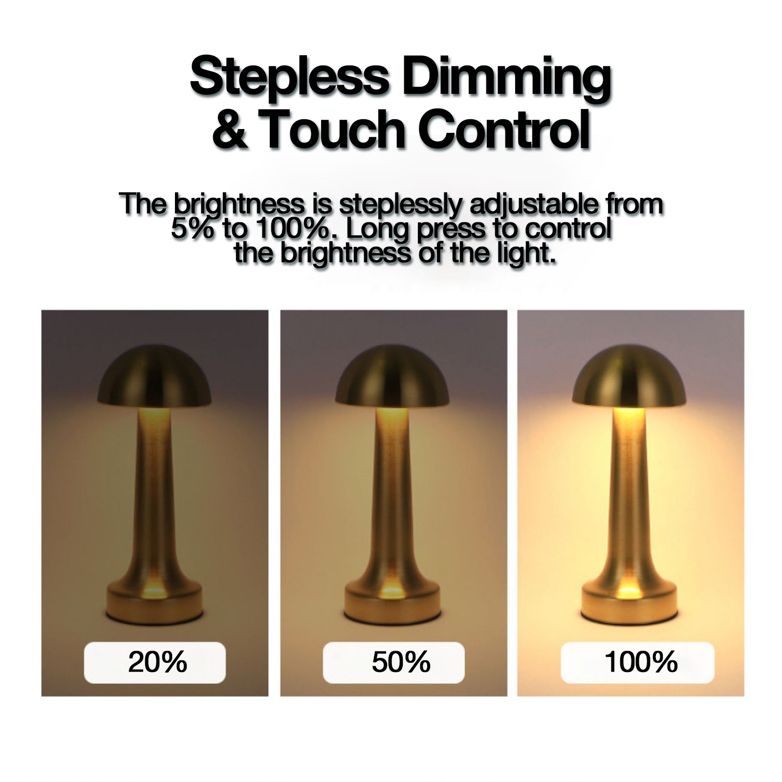 Lámpara de mesa LED - 3 opciones de colores, estilo modernista Art Déco, control táctil, inalámbrica, recargable, para decoración del hogar.