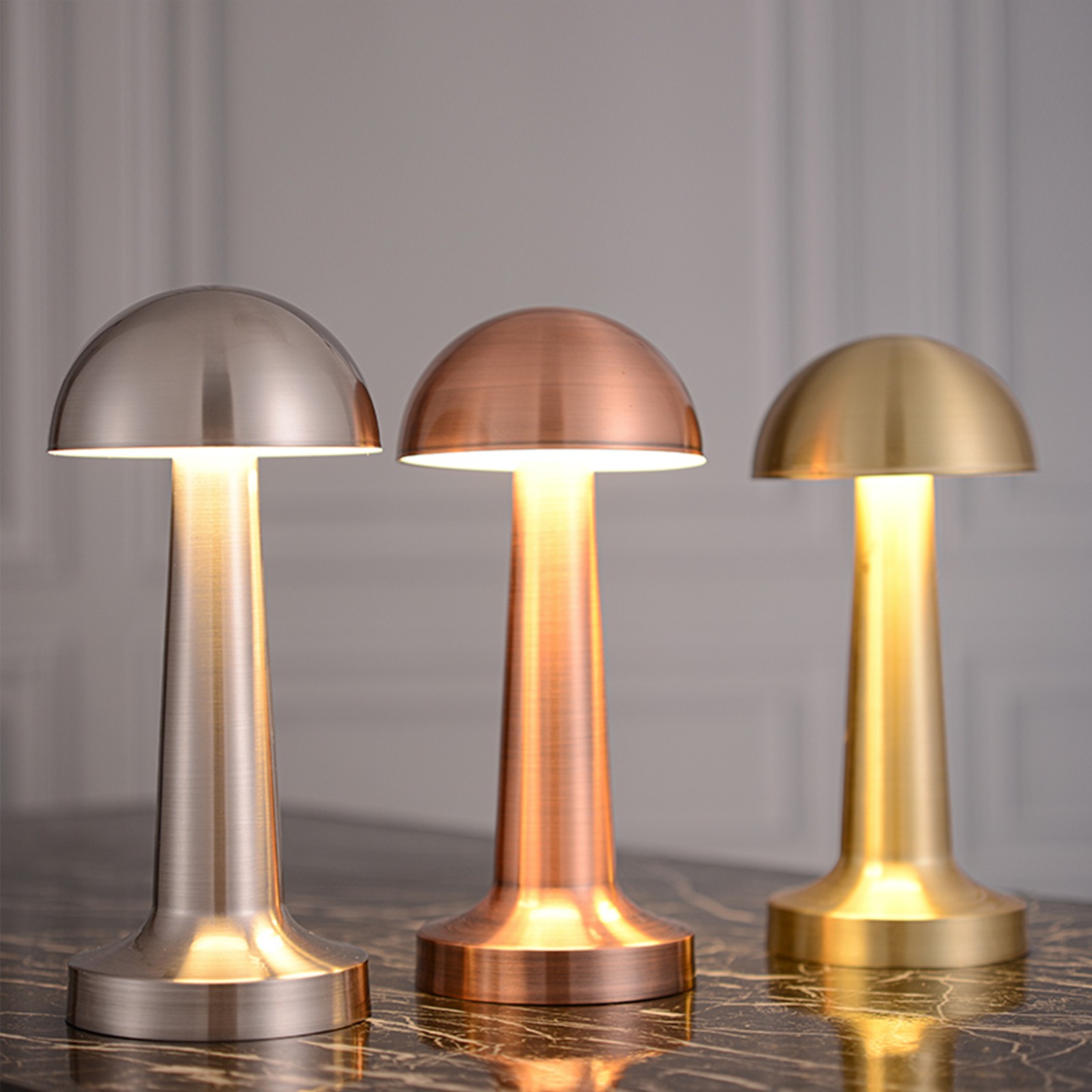 Lámpara de mesa LED - 3 opciones de colores, estilo modernista Art Déco, control táctil, inalámbrica, recargable, para decoración del hogar.