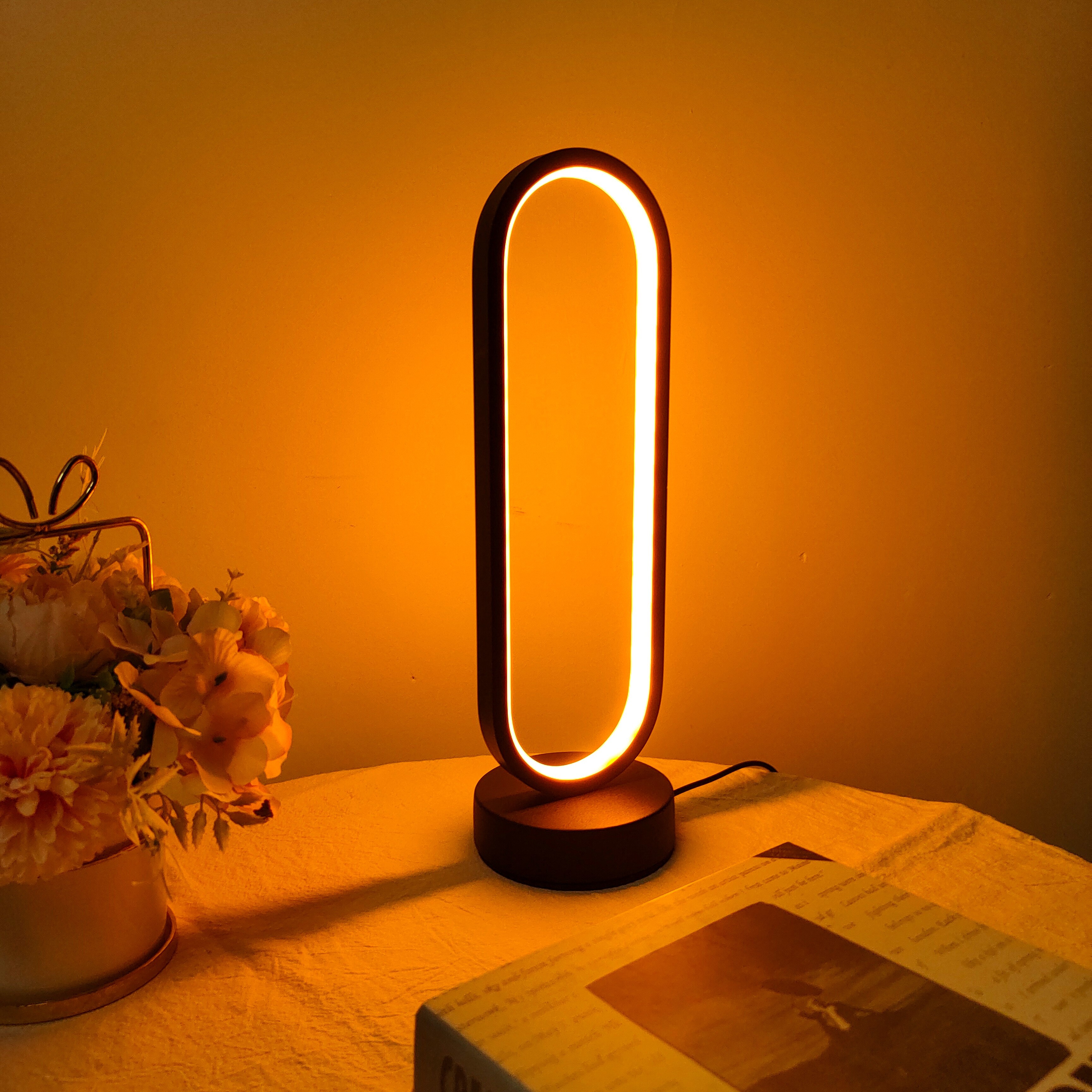 Lámpara de noche LED con anillo (1 unidad): luz nocturna con atenuación de tres colores para dormitorio y sala de estar.