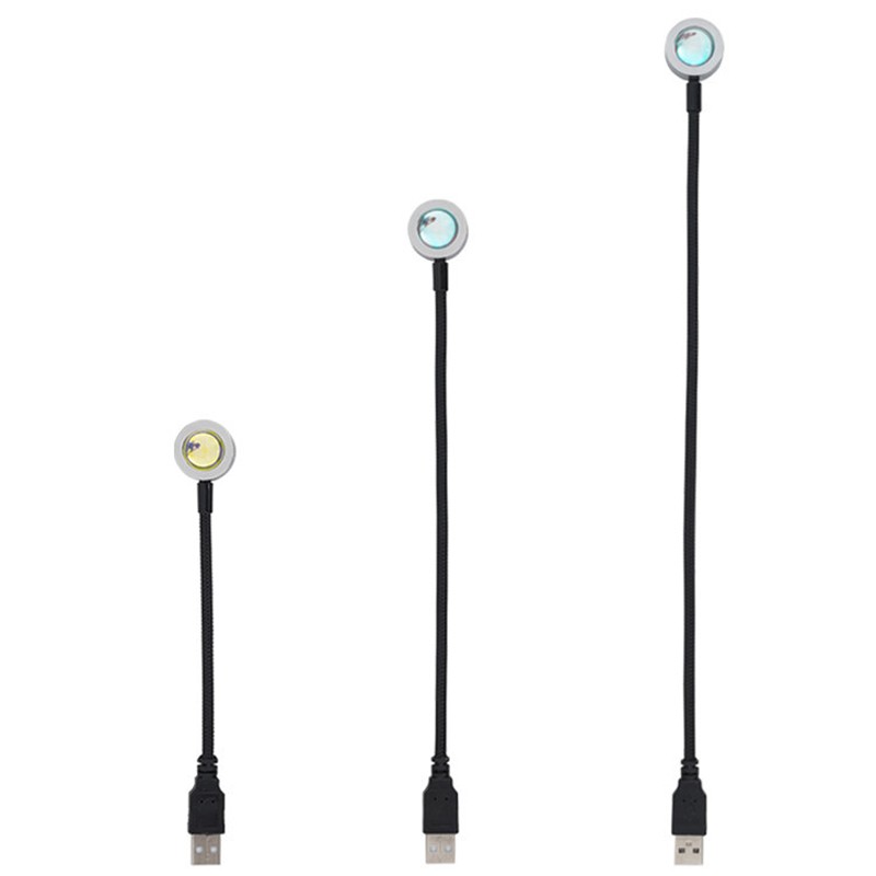 Lámpara de proyección de atardecer USB - Luz nocturna con atmósfera arcoíris para fotografía, selfies, cafeterías y decoración de pared.