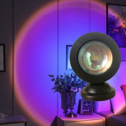 Mini lámpara de atardecer con USB, proyector LED de luz nocturna, 16 colores, ambiente arcoíris, decoración de pared para el hogar, dormitorio, regalo