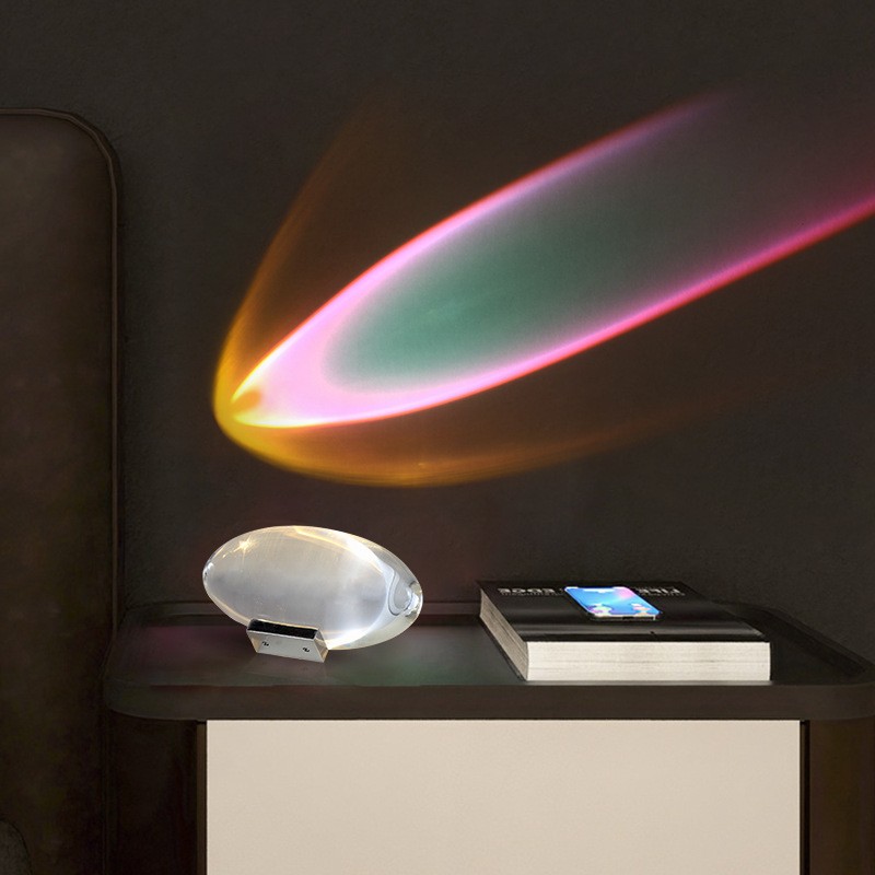 Lámpara de mesa LED de cristal Ojo del Cielo: lámpara de noche de diseño italiano para sala de estar, dormitorio, proyector de luz nocturna, regalo
