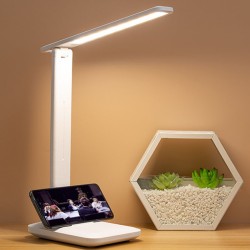 Lámpara de mesa plegable con protección ocular, LED táctil regulable de 3 colores, luz de escritorio flexible de 360°, lámpara de lectura de noche, recargable por USB