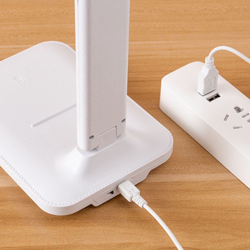 Lámpara de mesa plegable con protección ocular, LED táctil regulable de 3 colores, luz de escritorio flexible de 360°, lámpara de lectura de noche, recargable por USB
