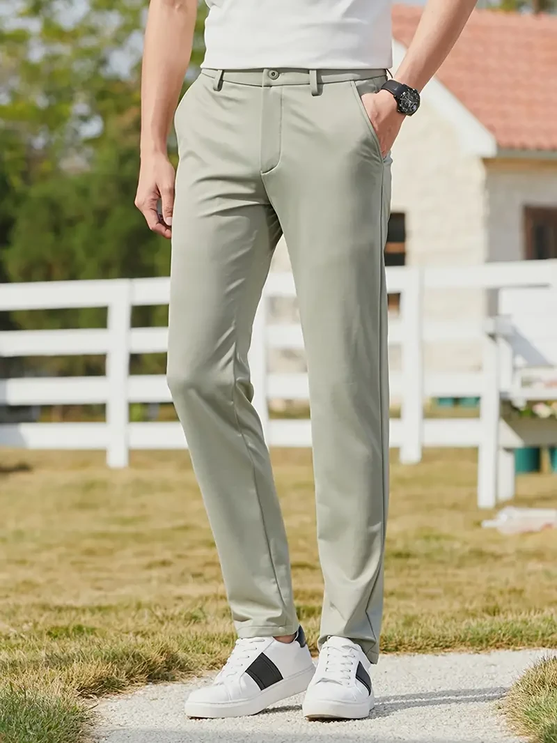 Pantalones de golf ligeros, transpirables, de color sólido, para hombre, estilo empresarial, para uso diario informal de verano y deportes de golf.