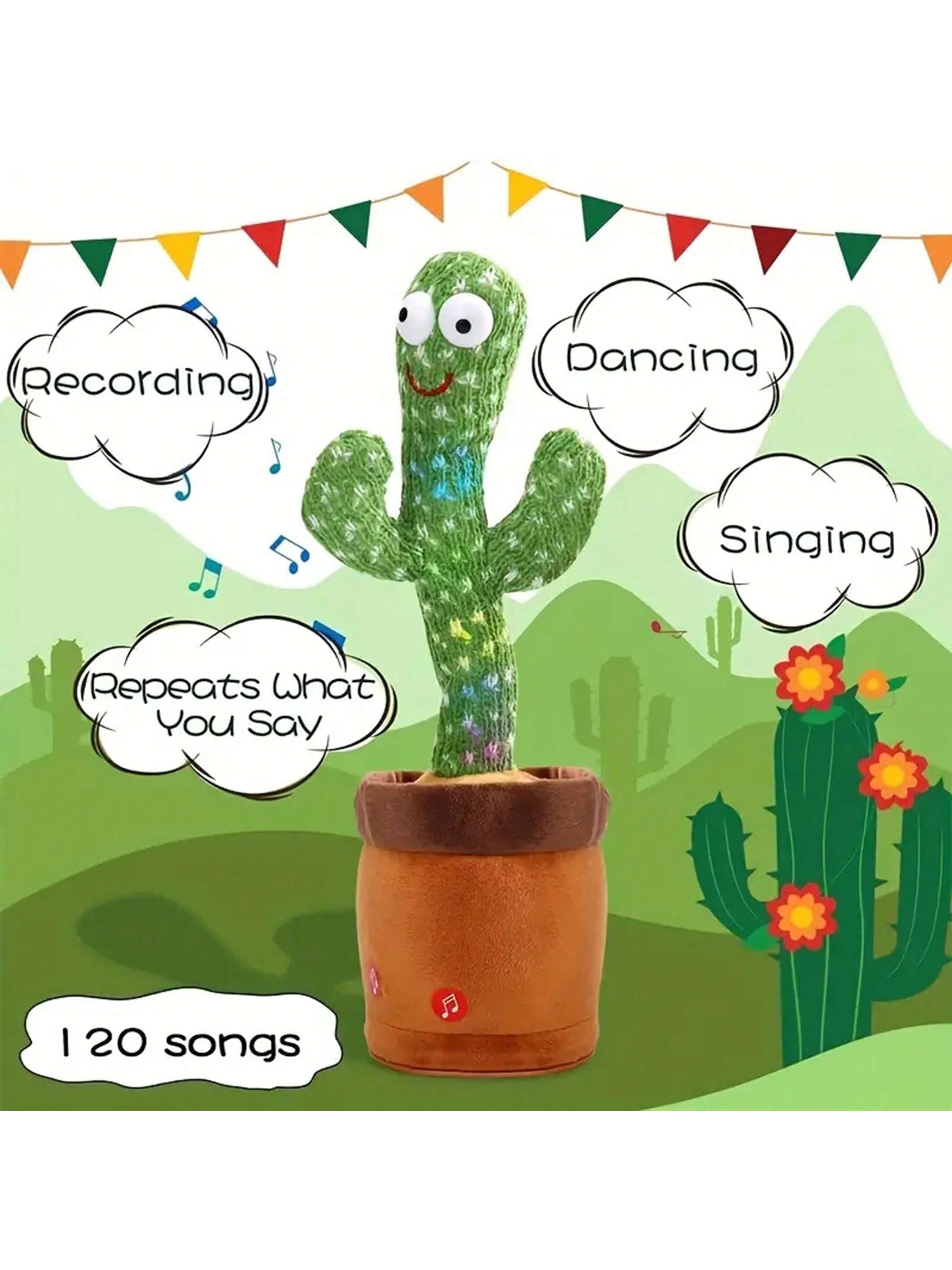 1 cactus parlante que baila y canta: ideal para bebés y niños.