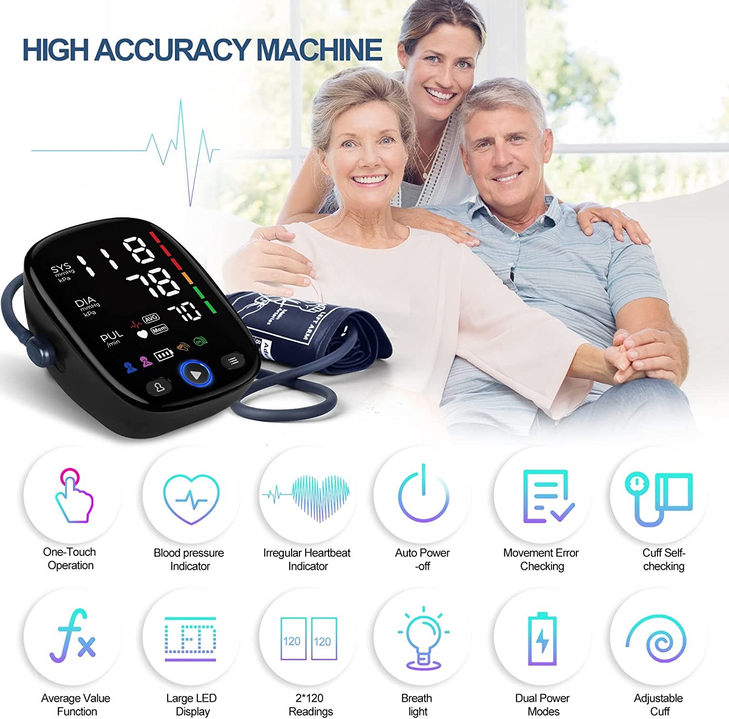 Tensiómetro automático de brazo Kingclinic con pantalla LED