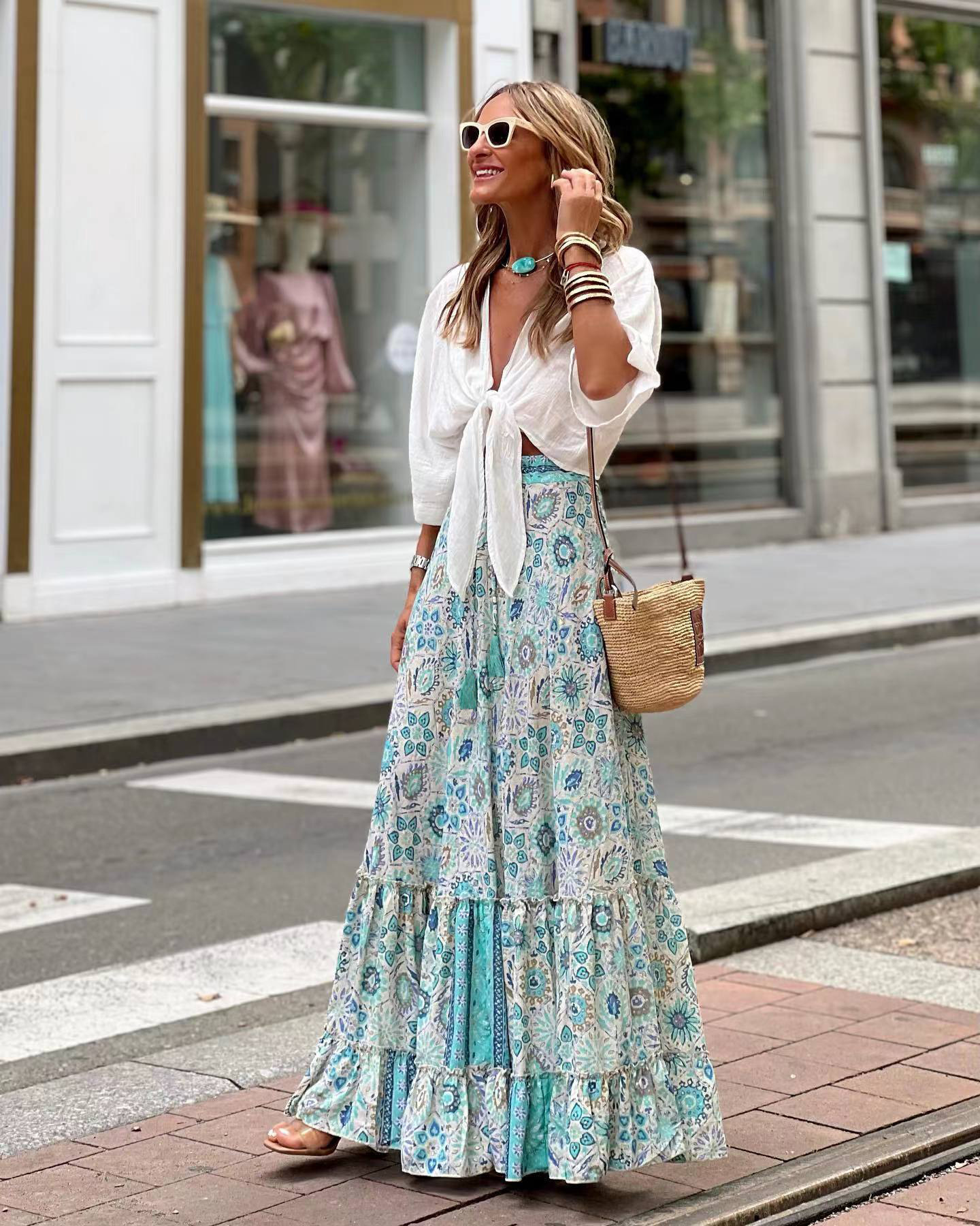 Vestido informal de fiesta de moda para mujer con vuelo grande