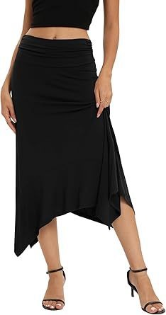 Falda elegante con dobladillo irregular y pliegues en la cintura para mujer