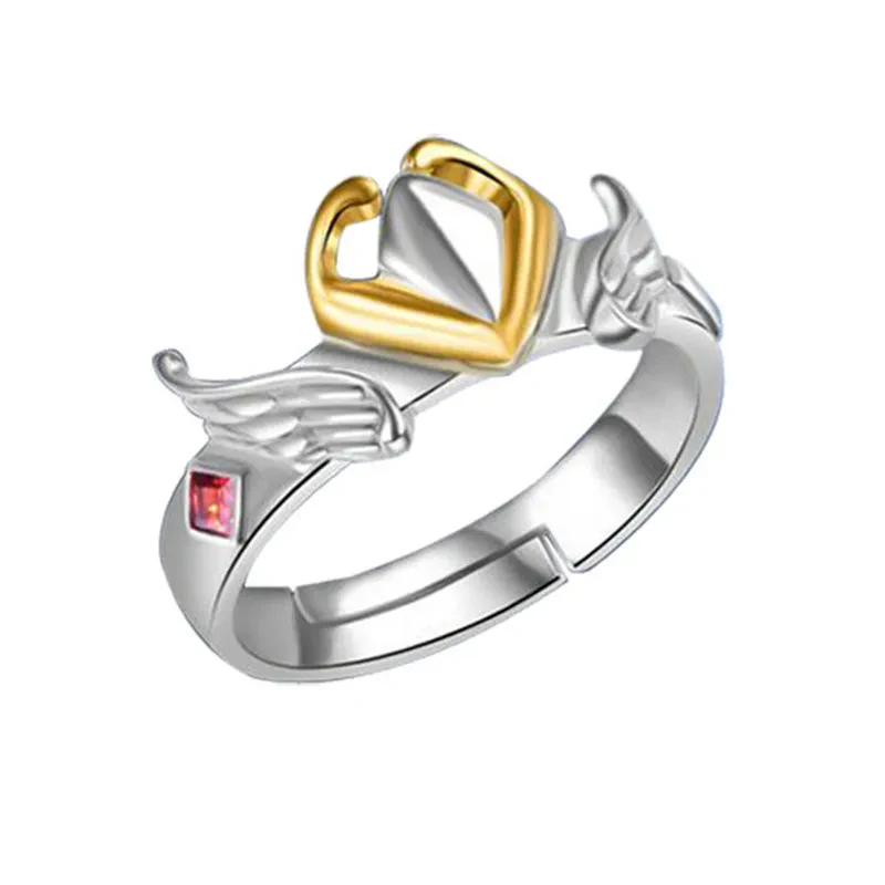Anillo de corona de corazón alado