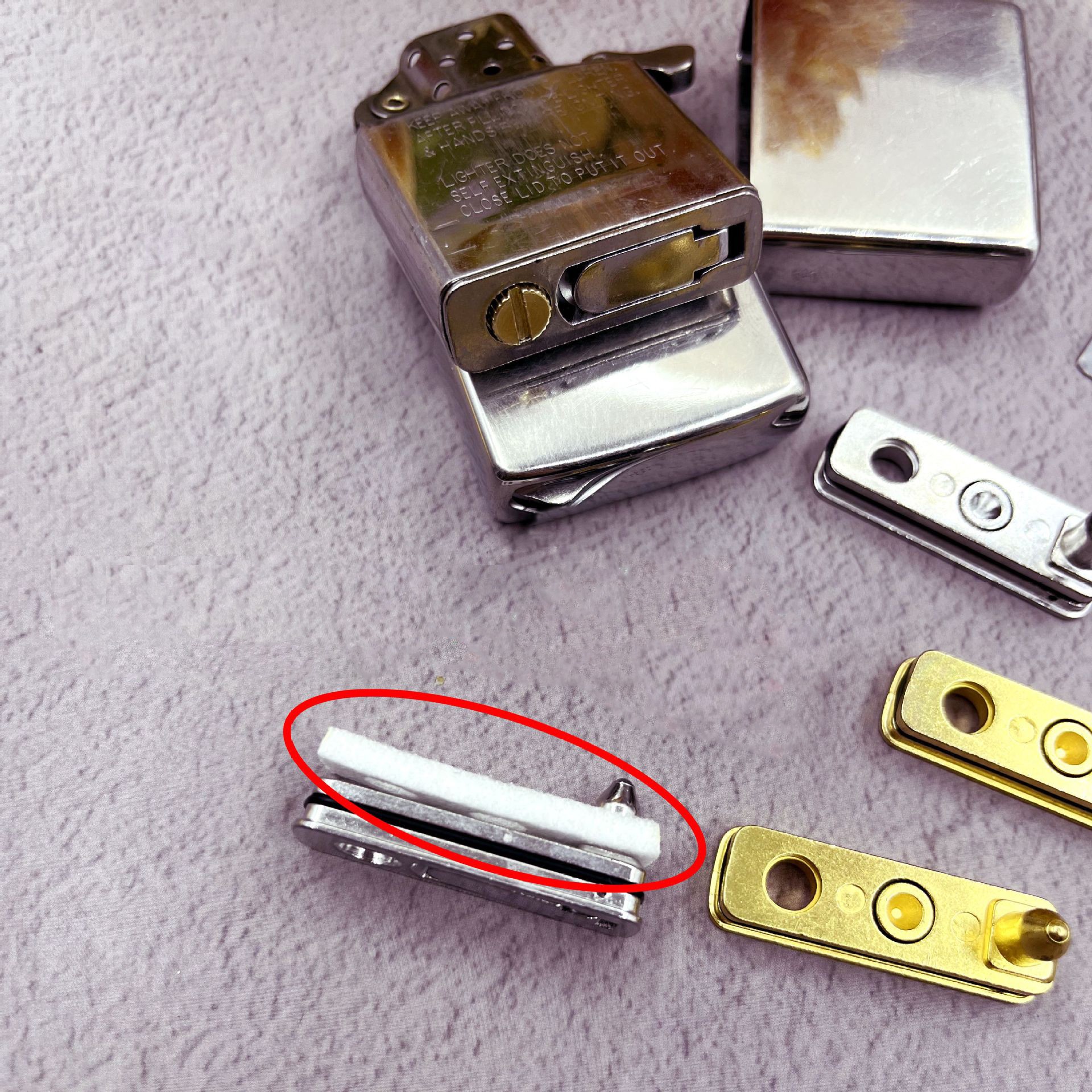 Base de algodón metálica sellada para encendedores - Base modificada para encendedores Zippo