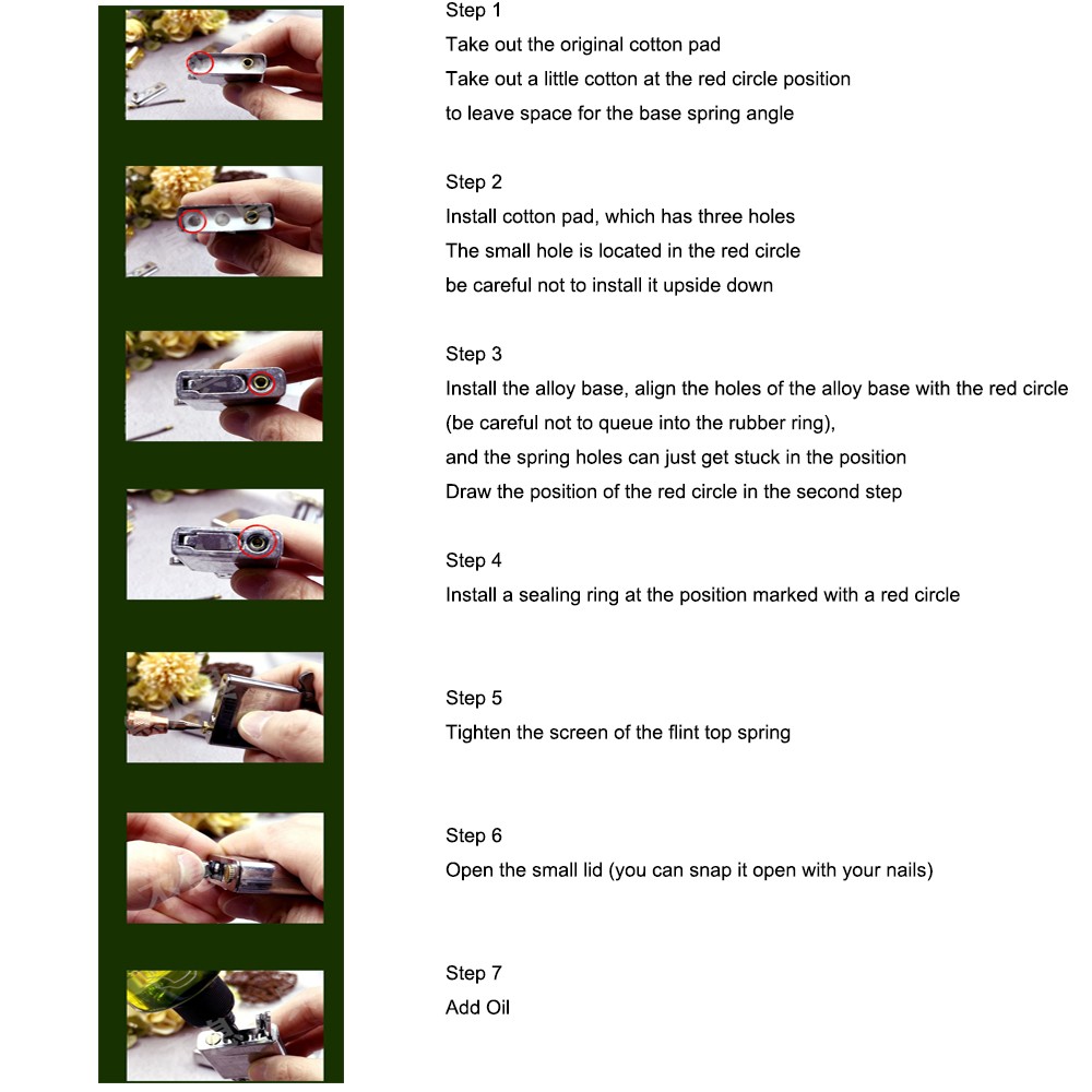 Base de algodón metálica sellada para encendedores - Base modificada para encendedores Zippo