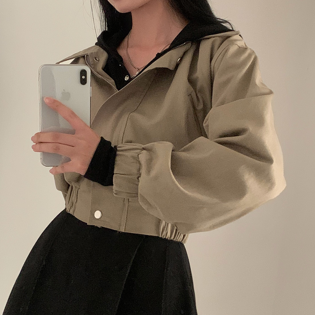 Chaqueta informal abrigo corto ajustado a la cintura