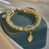 Brazalete de hoja de oro de la suerte de jade Wotian