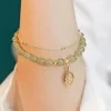Brazalete de hoja de oro de la suerte de jade Wotian