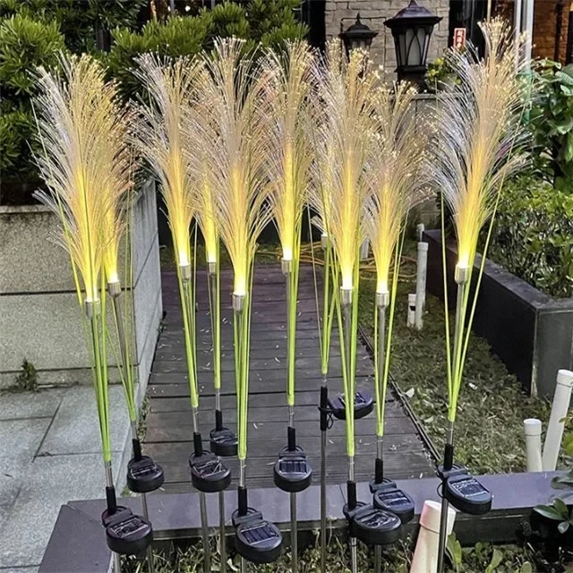 Lámpara de fibra óptica de caña [Luces solares para jardín exterior]