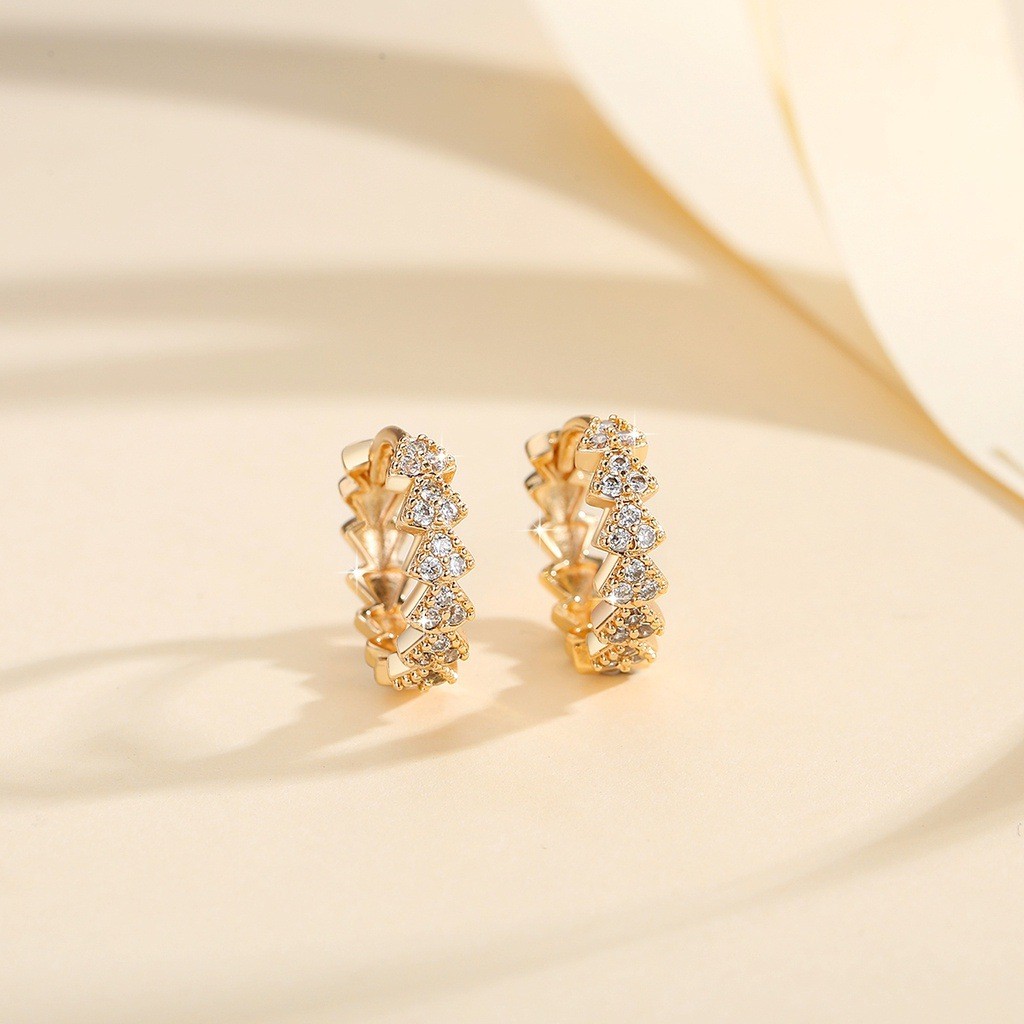 Pendientes de circonita con incrustaciones de oro y cobre de estilo europeo y americano