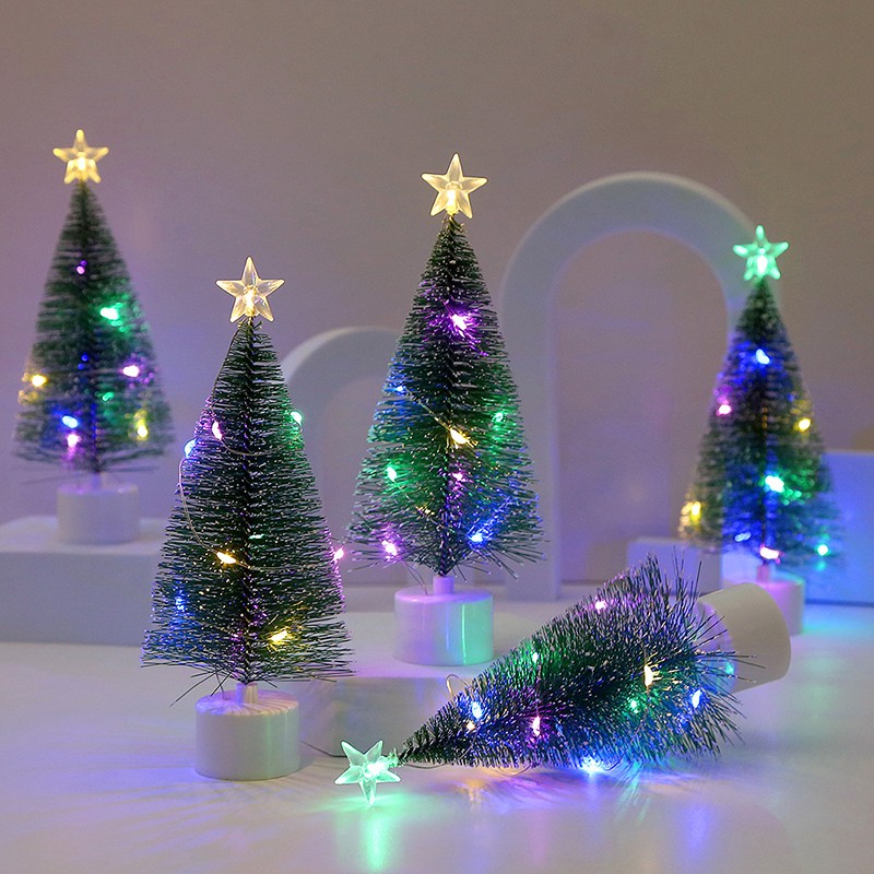 Mini árboles de Navidad con luz LED: manualidades de mesa y regalos navideños DIY