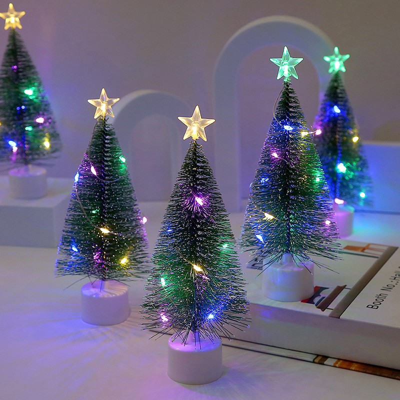 Mini árboles de Navidad con luz LED: manualidades de mesa y regalos navideños DIY