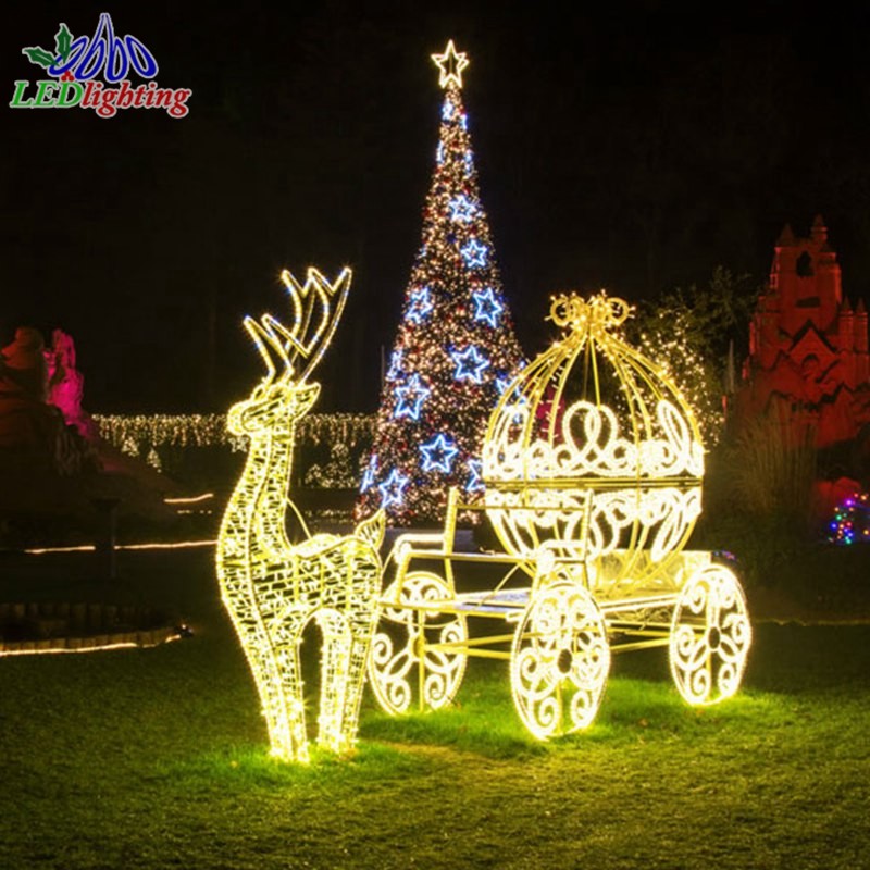 Reno LED personalizado para exteriores con trineo: ¡Gran oferta de decoración navideña!