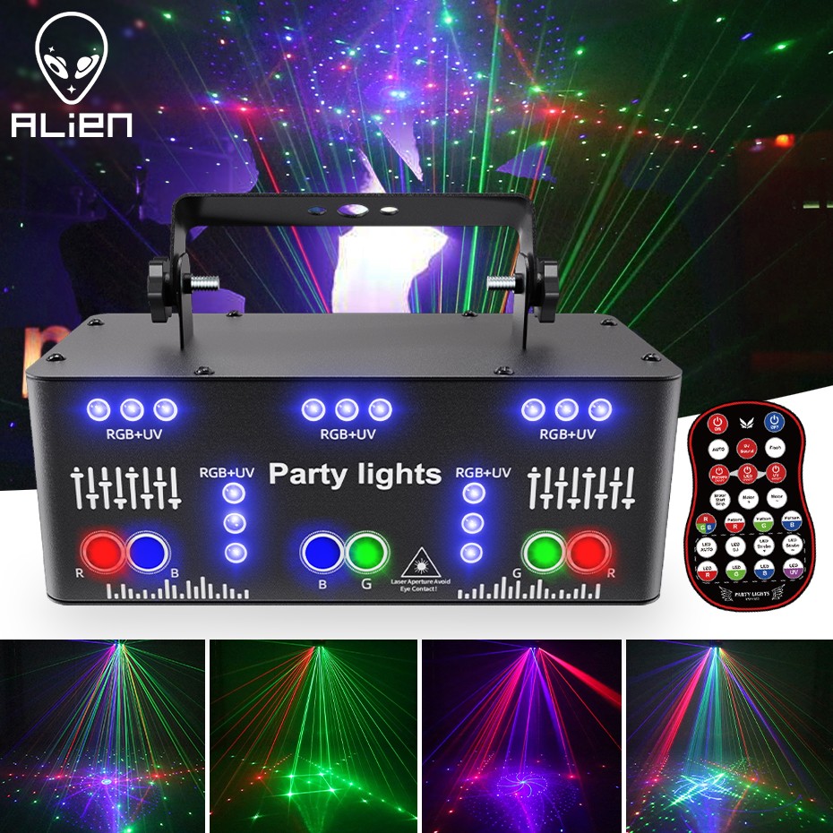 Proyector de luz láser ALIEN de 21 agujeros RGB para fiestas, DJ, discotecas, escenarios, patrones de haz