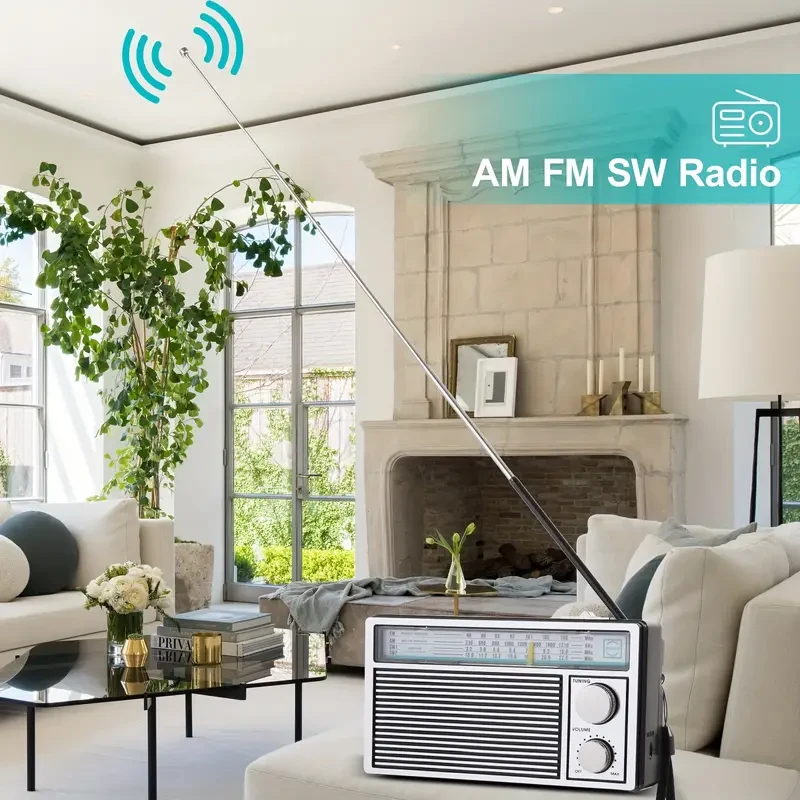 Radio multifuncional K603 FM/SW/AM | Reproductor MP3 estéreo digital | Altavoz con pantalla LCD | Compatible con tarjeta Micro SD y entrada AUX