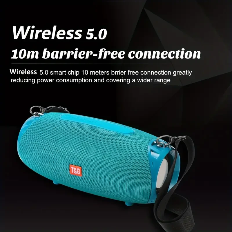 Altavoz estéreo inalámbrico portátil TG534 para exteriores con dos altavoces, resistente al agua de por vida, subwoofer estéreo TWS con manos libres para llamadas, FM, tarjeta TF y disco U, para teléfono móvil, tableta y TV. Altavoz de música con tarjeta