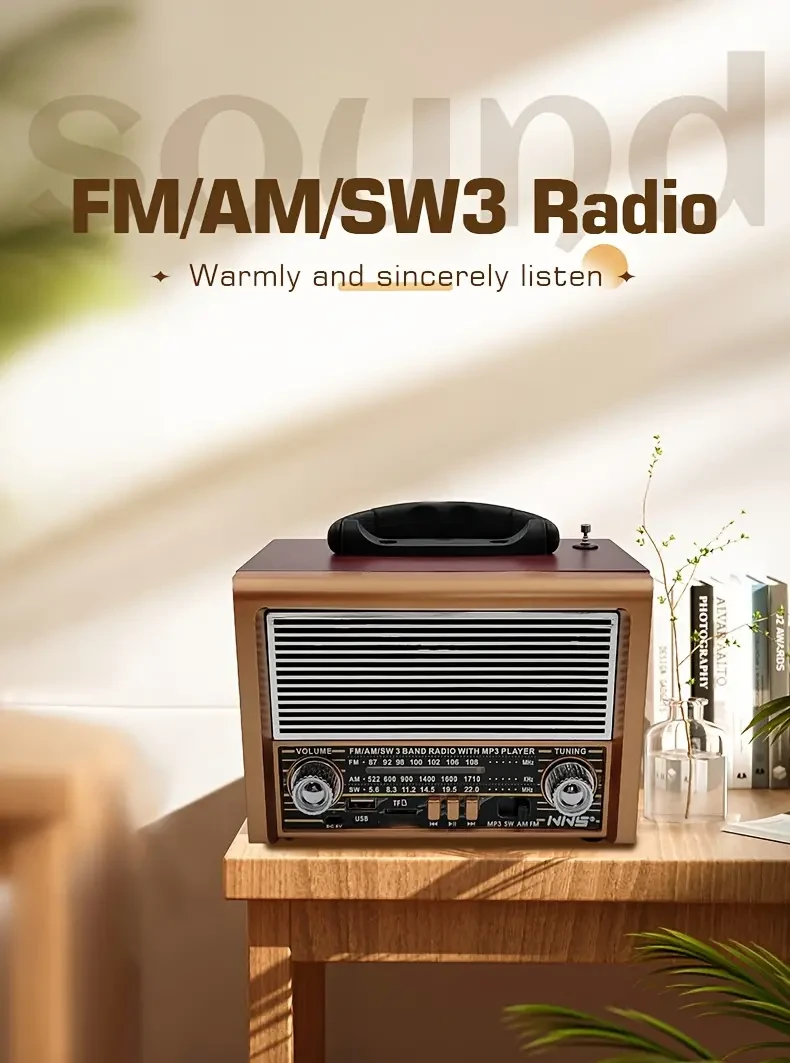 Radio retro y altavoz inalámbrico, radio AM FM SW con sonido inalámbrico TWS 5.0, batería recargable, reproducción de memoria TF y U Disk, ideal para regalar.