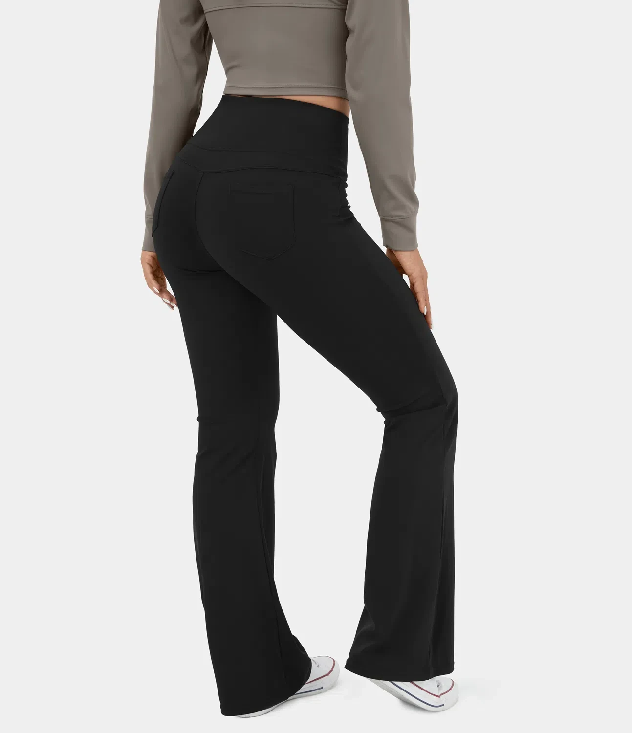 Leggings de yoga acampanados con bolsillo trasero y cintura alta