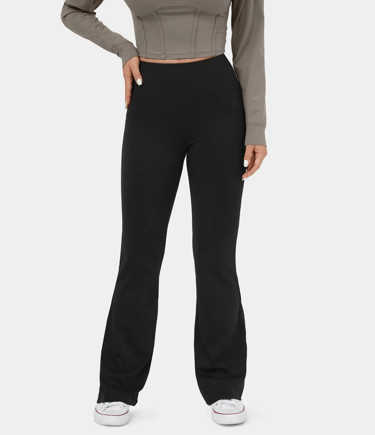 Leggings de yoga acampanados con bolsillo trasero y cintura alta