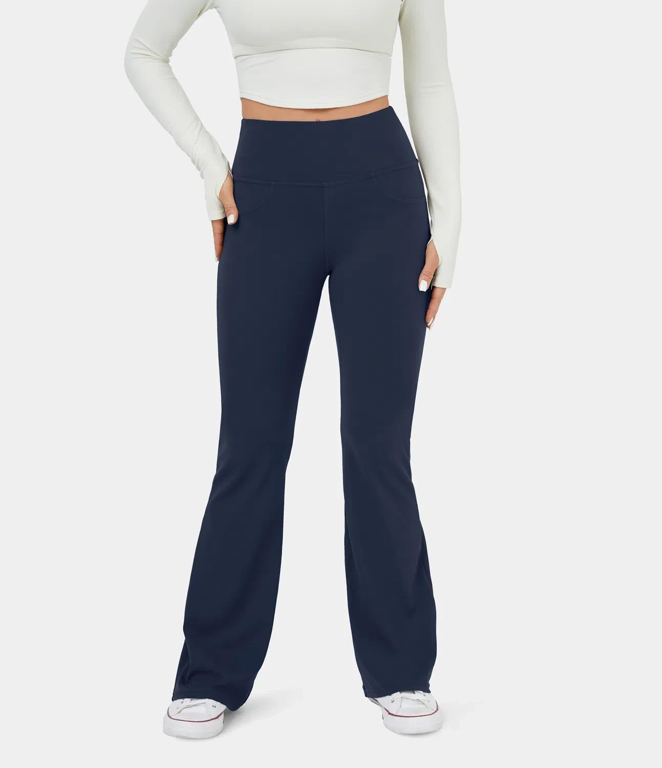 Leggings de yoga acampanados con bolsillo trasero y cintura alta