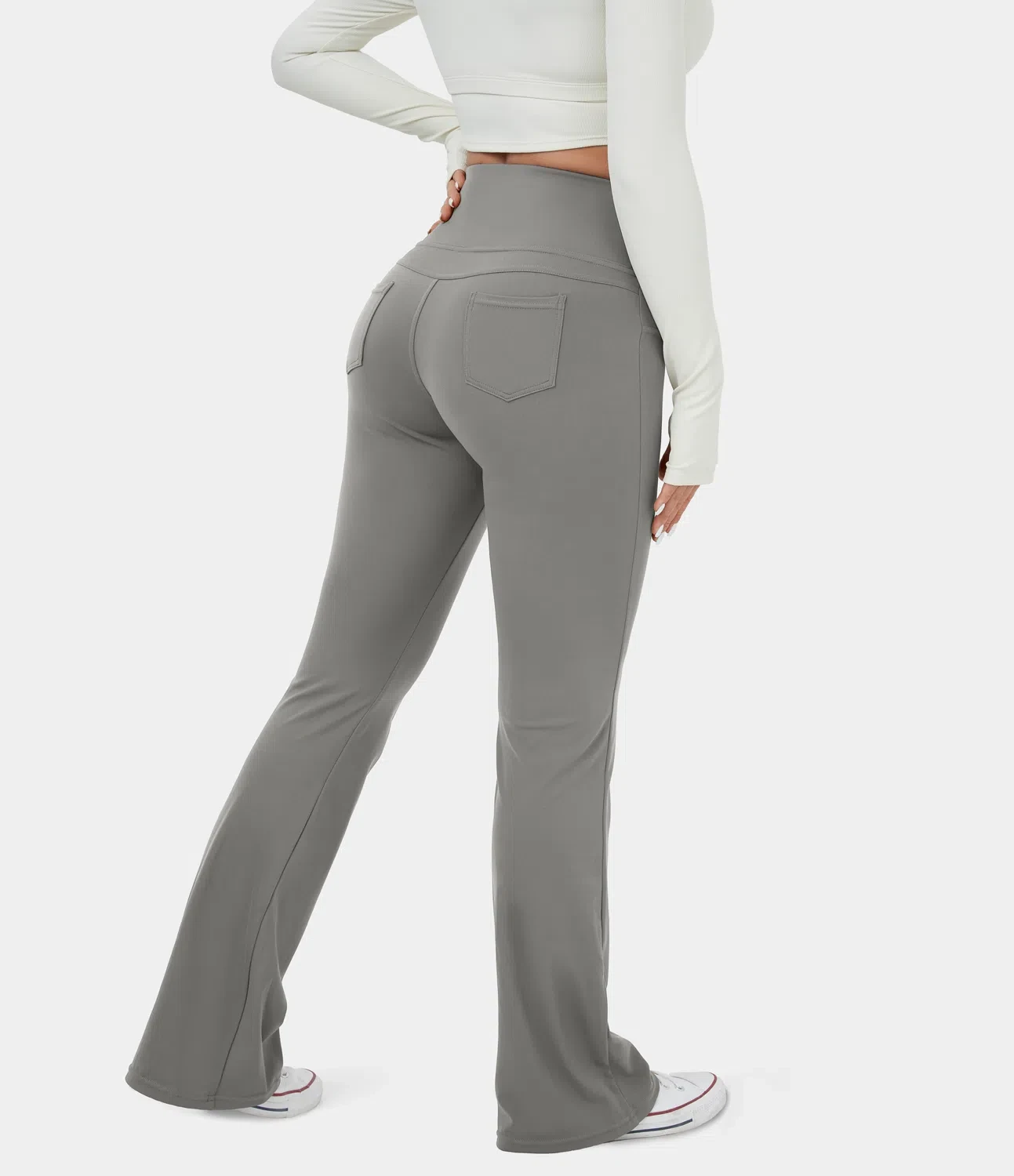 Leggings de yoga acampanados con bolsillo trasero y cintura alta