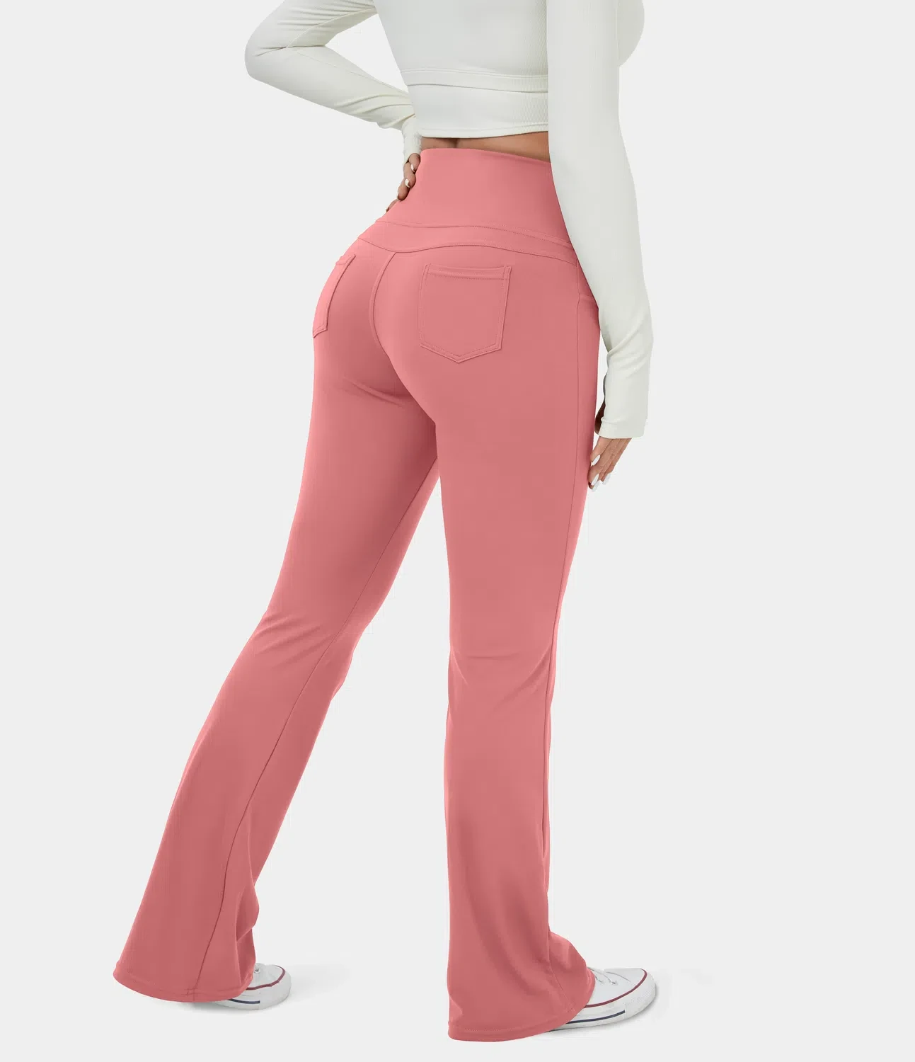 Leggings de yoga acampanados con bolsillo trasero y cintura alta