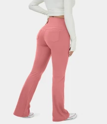Leggings de yoga acampanados con bolsillo trasero y cintura alta