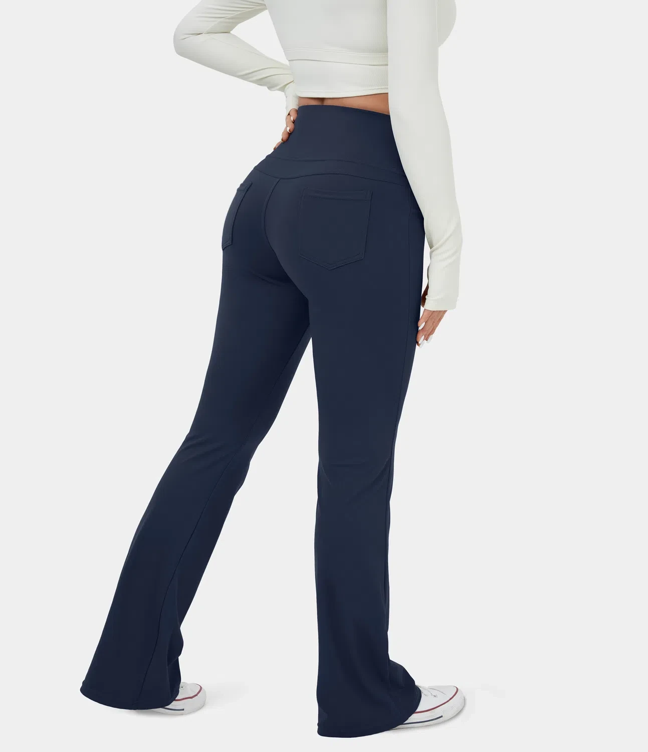 Leggings de yoga acampanados con bolsillo trasero y cintura alta