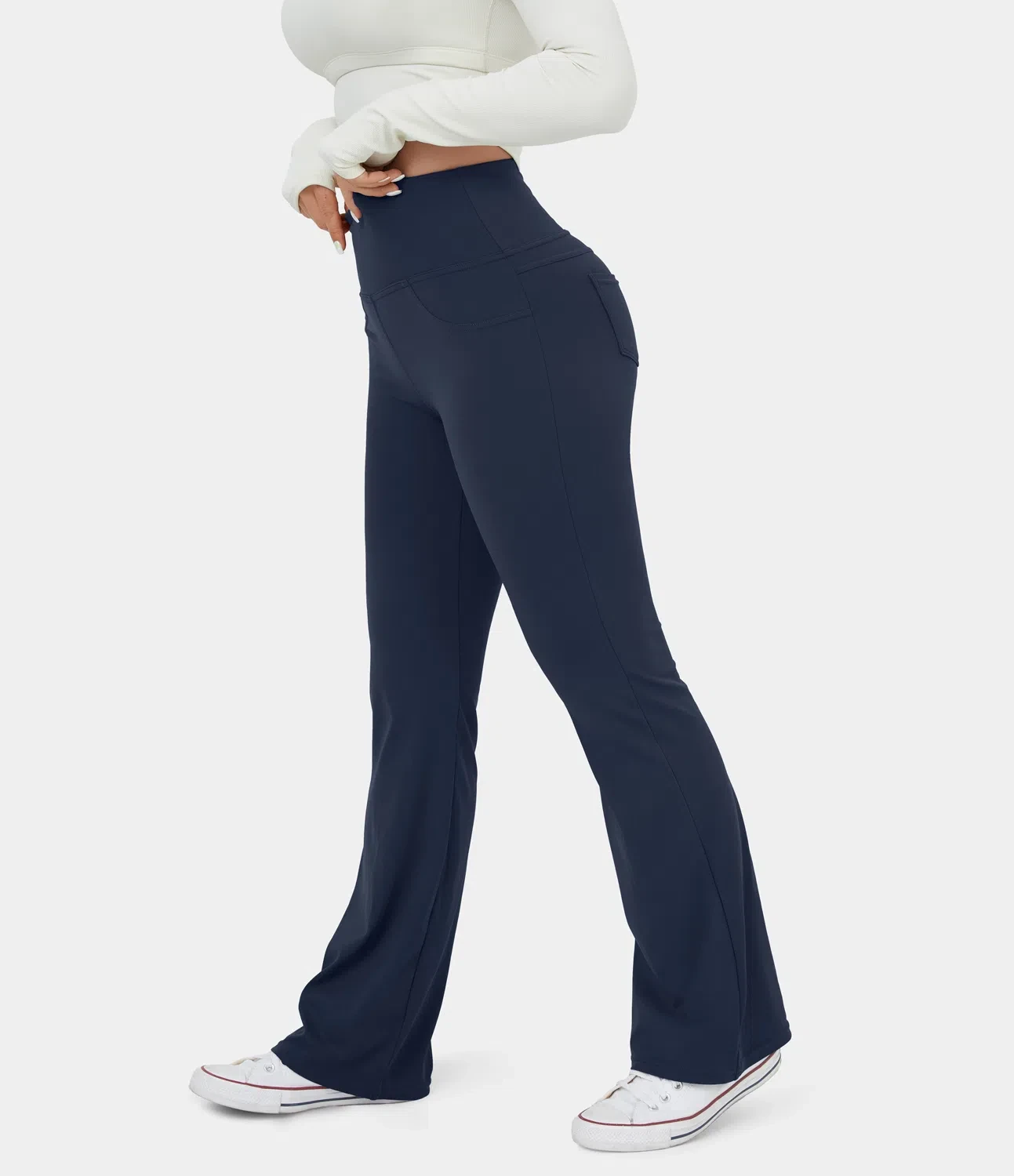 Leggings de yoga acampanados con bolsillo trasero y cintura alta