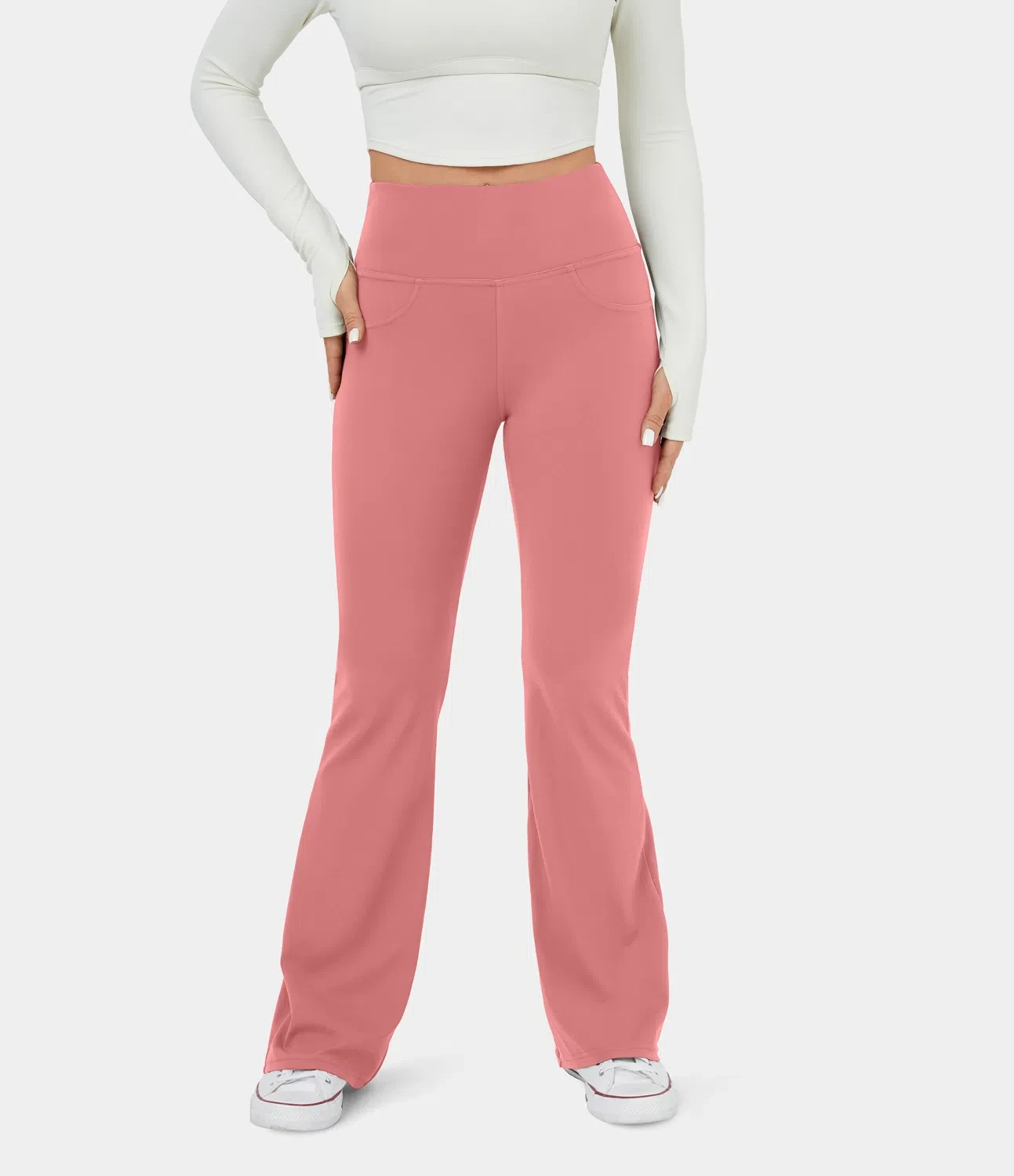 Leggings de yoga acampanados con bolsillo trasero y cintura alta