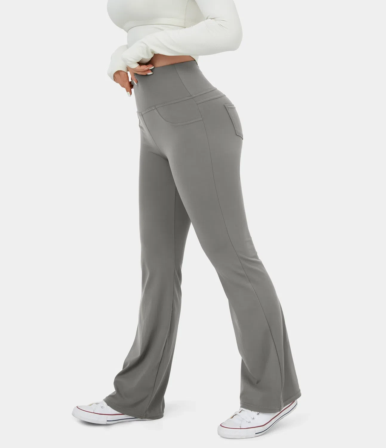 Leggings de yoga acampanados con bolsillo trasero y cintura alta