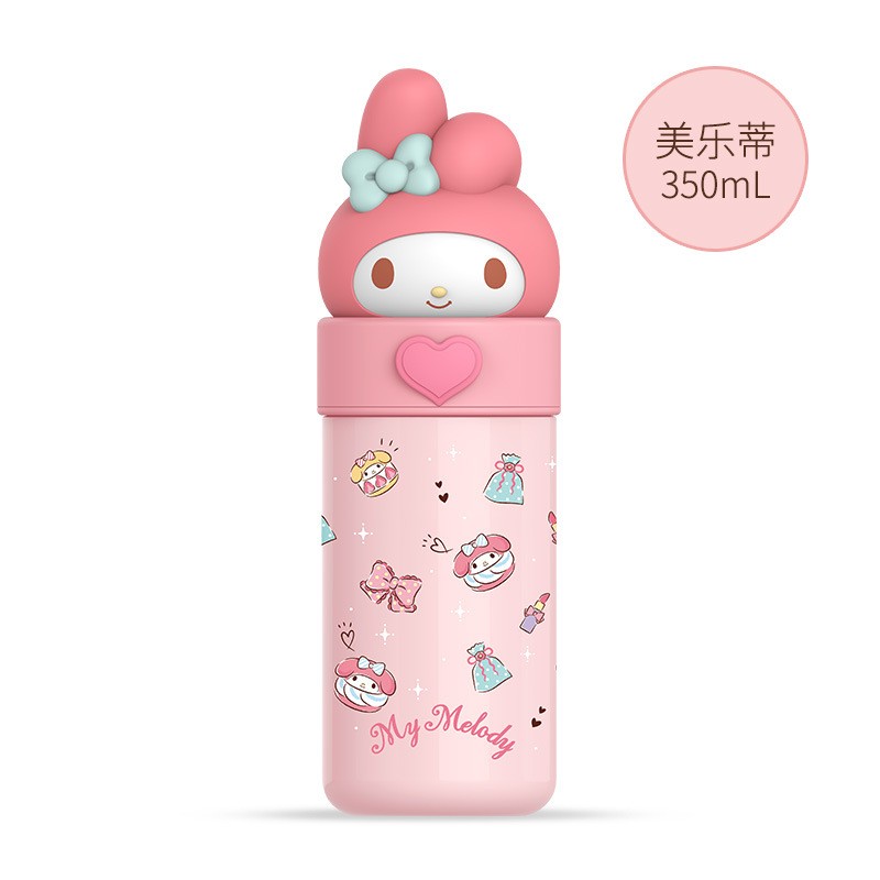 Vaso de agua Sanrio Hello Kitty de 350 ml, termo Kawaii My Melody, vaso de jugo Kuromi con dibujos animados de anime, botella de agua térmica para niños.