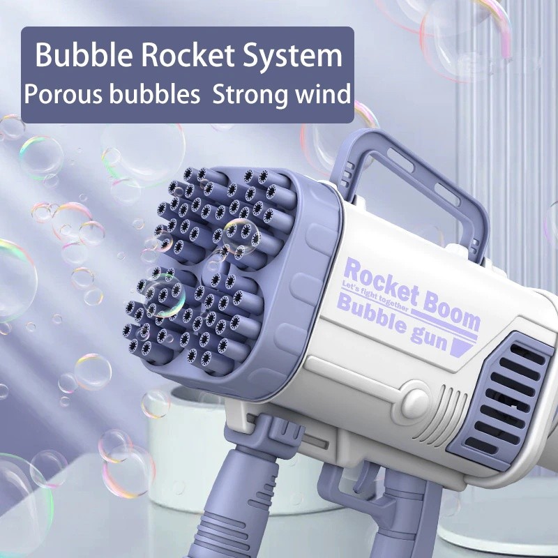 Máquina de burbujas Gatling de 64 agujeros: juguete eléctrico automático con burbujas intermitentes para niños