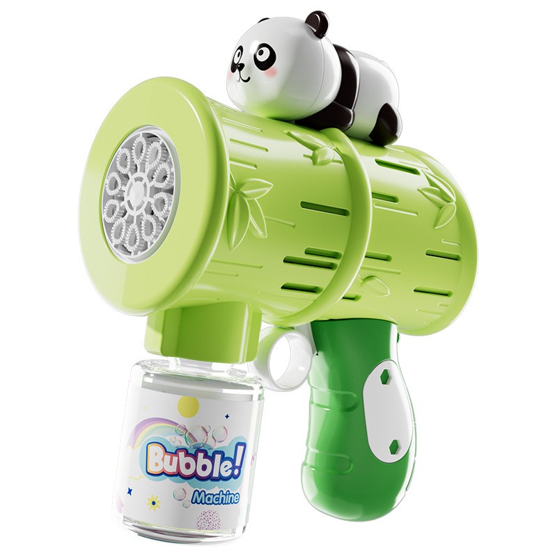 Pistola de burbujas Panda de 10 agujeros: soplador de burbujas automático de mano con luces