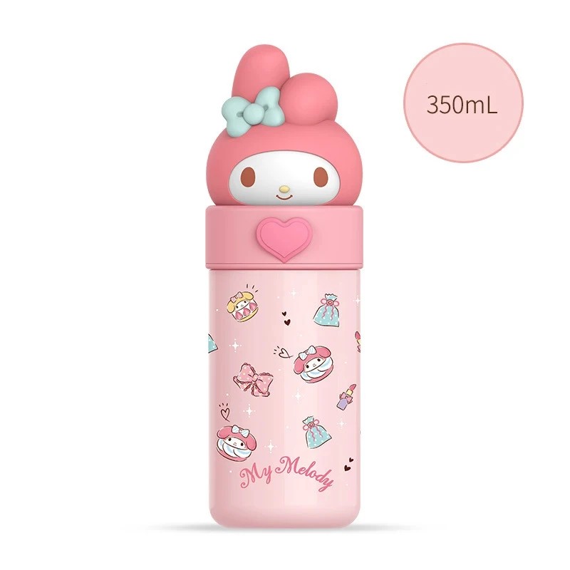 Termo de acero inoxidable 316 Miniso Hello Kitty Cinnamoroll Kuromi para niños, botella de agua al vacío