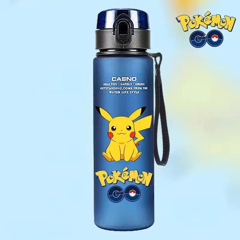 Botella de agua potable MINISO Pikachu de 560 ml, taza de café portátil de gran capacidad, a prueba de fugas, duradera y con dibujos animados.