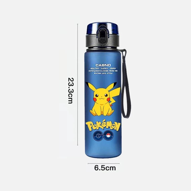 Botella de agua potable MINISO Pikachu de 560 ml, taza de café portátil de gran capacidad, a prueba de fugas, duradera y con dibujos animados.