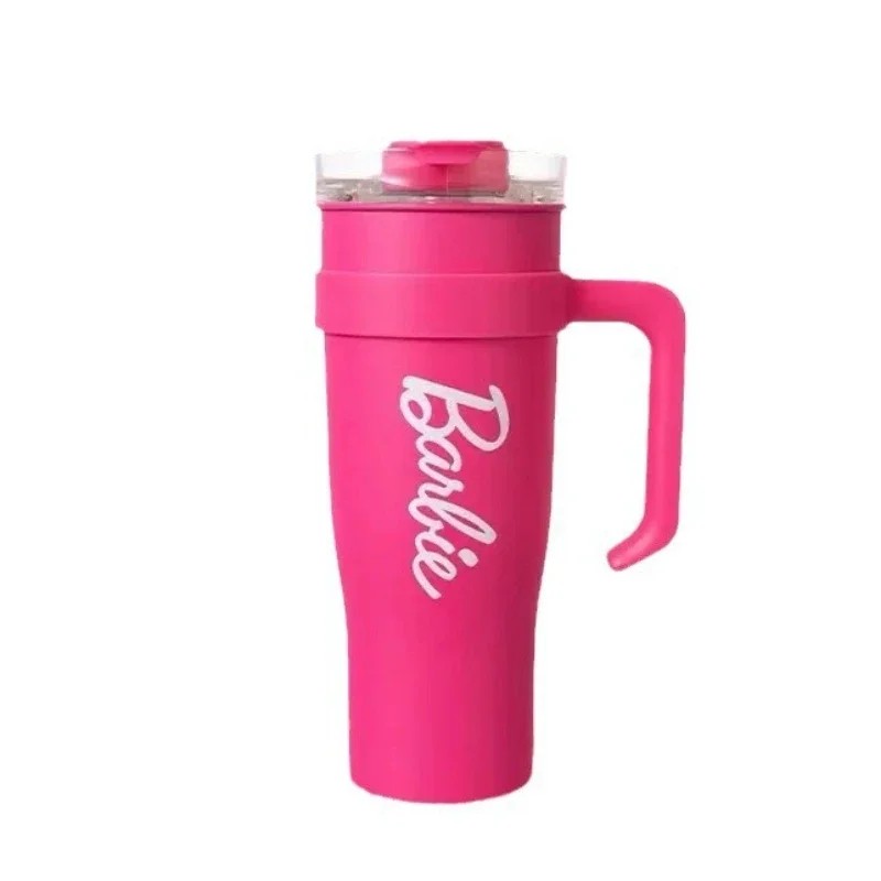 Botella de agua MINISO Barbie de acero inoxidable de gran capacidad de 1600 ml con aislamiento térmico, color rosa, para niñas
