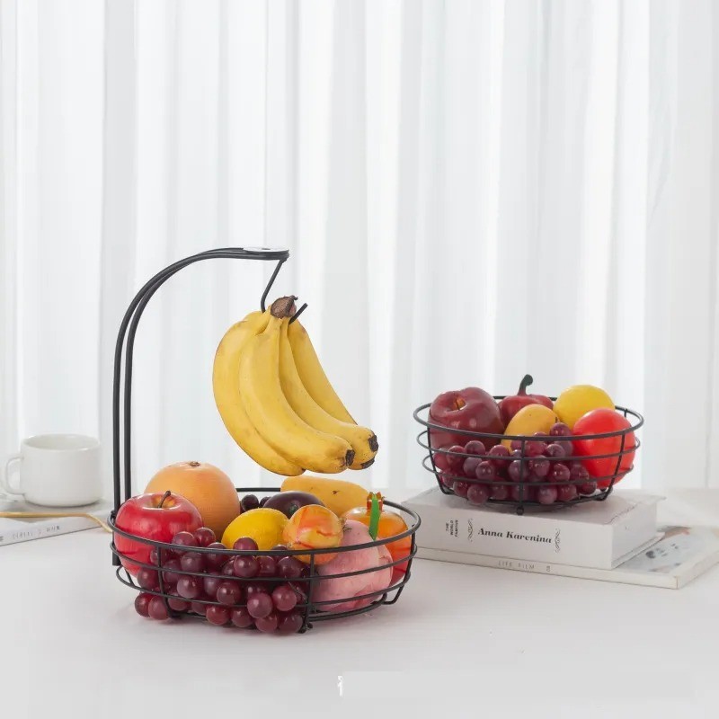 Cesta de frutas creativa de doble capa para el hogar