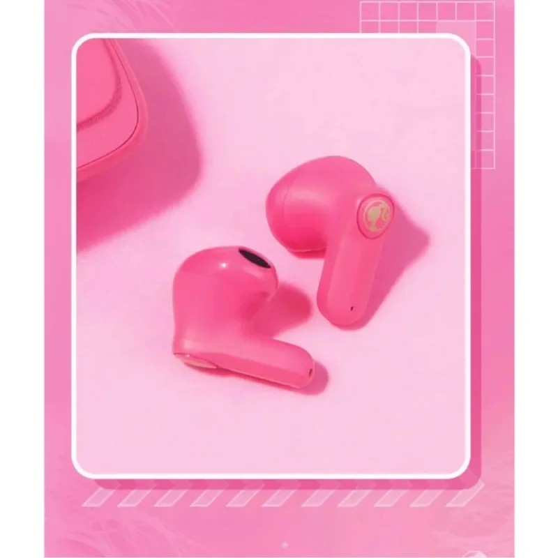 Audífonos Bluetooth TWS originales MINISO Barbie, color rosa, con forma de bolso creativo y bonito, ideal como regalo navideño para niñas.