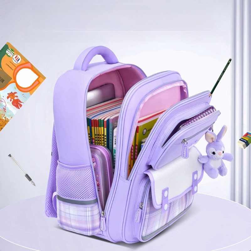 Mochila escolar impermeable MINISO Disney LinaBell Kawaii StellaLou con diseño de dibujos animados, gran capacidad y reflectores de seguridad.